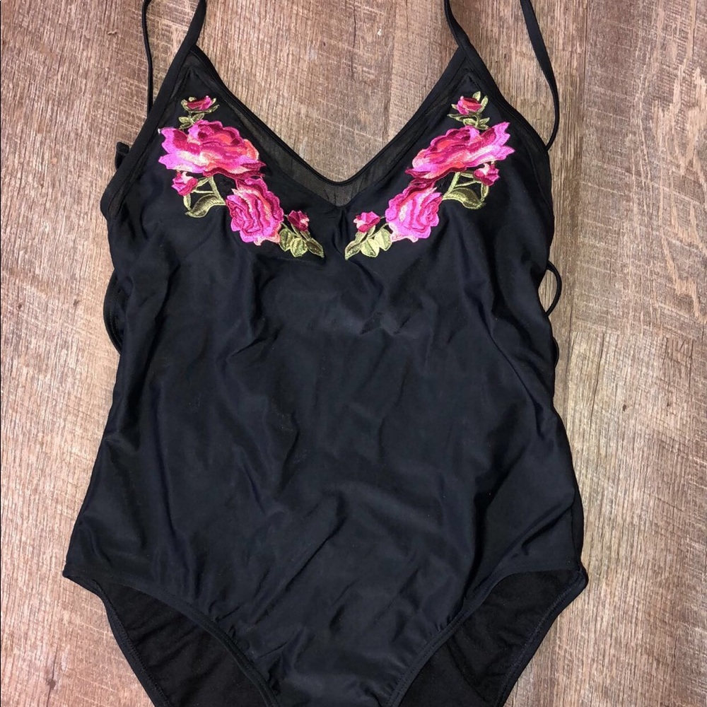 One piece floral bathing suit